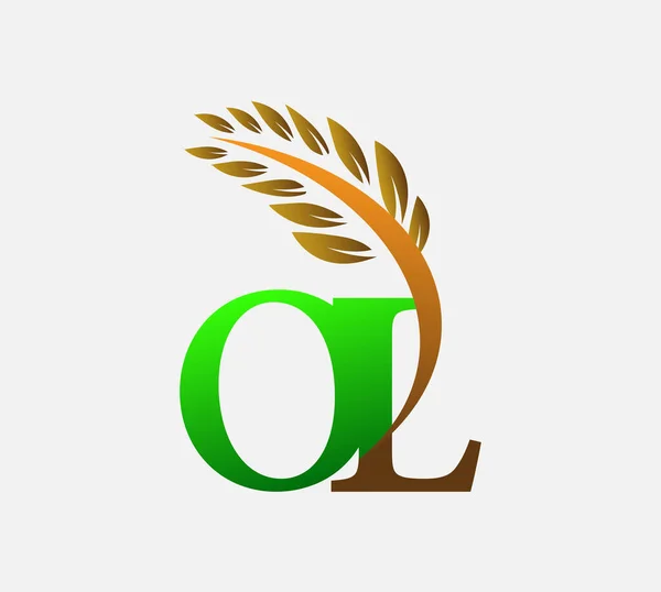 Logo Huruf Awal Agriculture Wheat Desain Ikon Vektor Logo Template - Stok Vektor