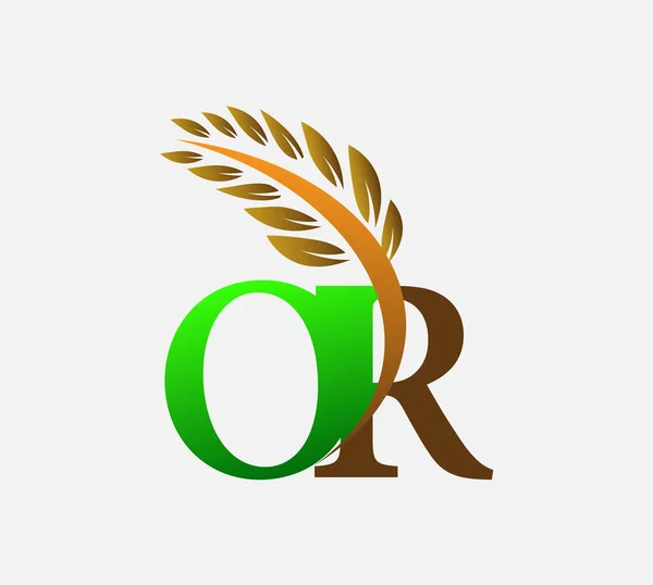 Logo Huruf Awal Agriculture Wheat Logo Desain Ikon Vektor Templat - Stok Vektor