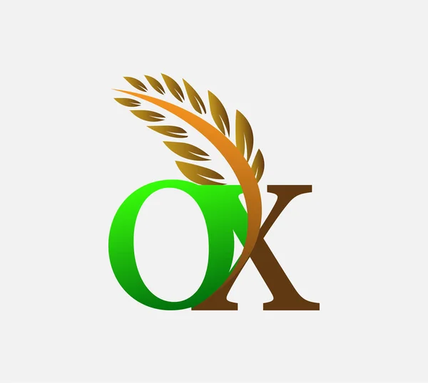 Logo Huruf Awal Agriculture Wheat Desain Ikon Vektor Logo Template - Stok Vektor