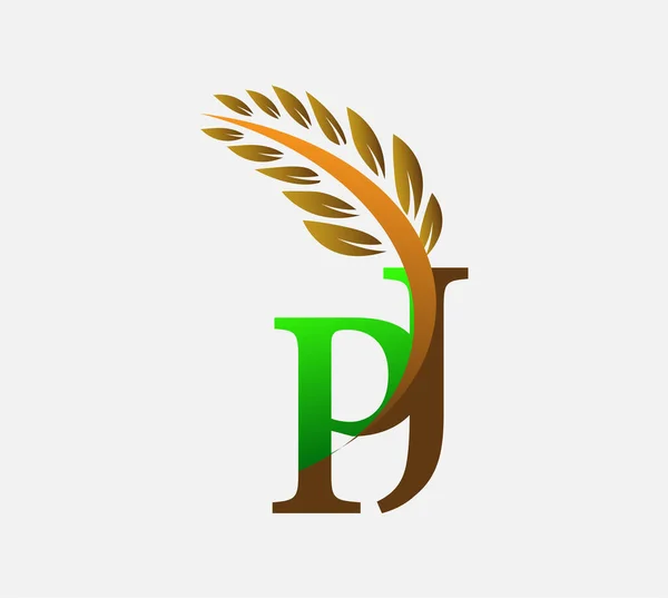 Počáteční Písmeno Logo Zemědělská Pšenice Logo Šablona Vektor Ikona Design — Stockový vektor