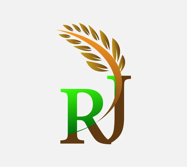 Letra Inicial Logo Agricultura Trigo Logo Plantilla Vector Icono Diseño — Archivo Imágenes Vectoriales