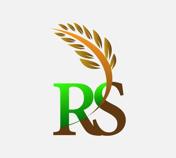 Letra Inicial Logo Agricultura Trigo Logo Plantilla Vector Icono Diseño — Archivo Imágenes Vectoriales