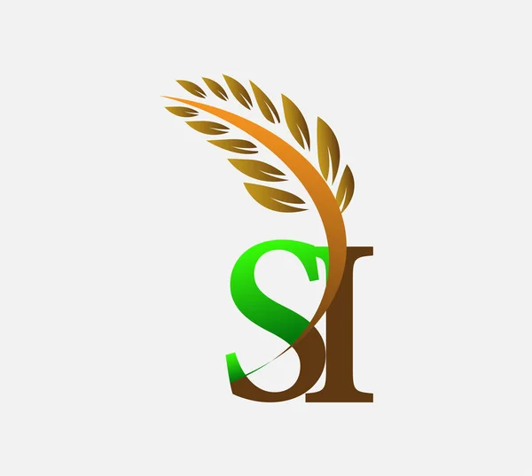 문자로고 Agriculture Wheat Logo Template Vector Icon Design Color Color — 스톡 벡터