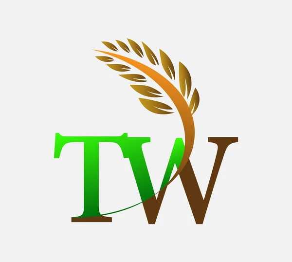 Начальная Буква Логотип Сельское Хозяйство Пшеницы Логотип Векторный Дизайн Иконки — стоковый вектор