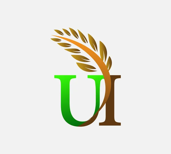 Initiële Letter Logo Landbouw Tarwe Logo Template Vector Pictogram Ontwerp — Stockvector