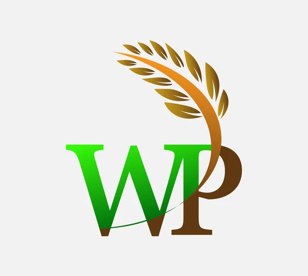 Początkowe Logo Litera Rolnictwo Pszenica Logo Szablon Wektor Ikona Projekt — Wektor stockowy