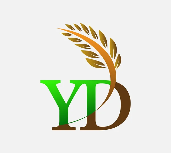 Första Bokstaven Logotyp Jordbruk Vete Logotyp Mall Vektor Ikon Design — Stock vektor
