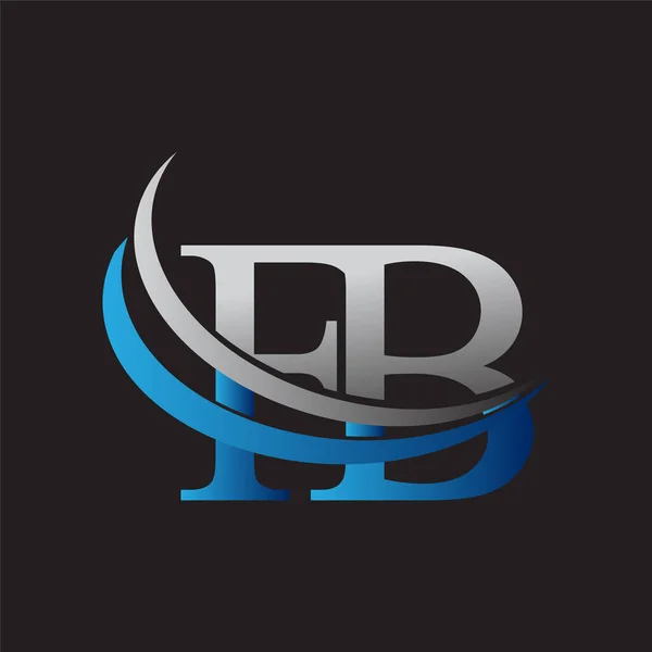 頭文字のFbロゴタイプ社名は青とグレーのスウッシュデザイン ビジネスと会社のアイデンティティのためのベクトルロゴ — ストックベクタ