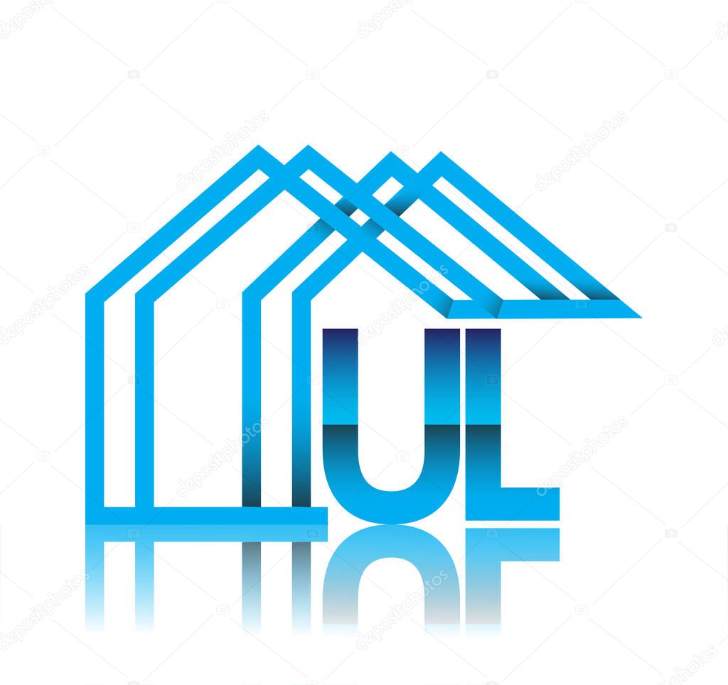Initial logo UL with house icon, business logo and property developer.
