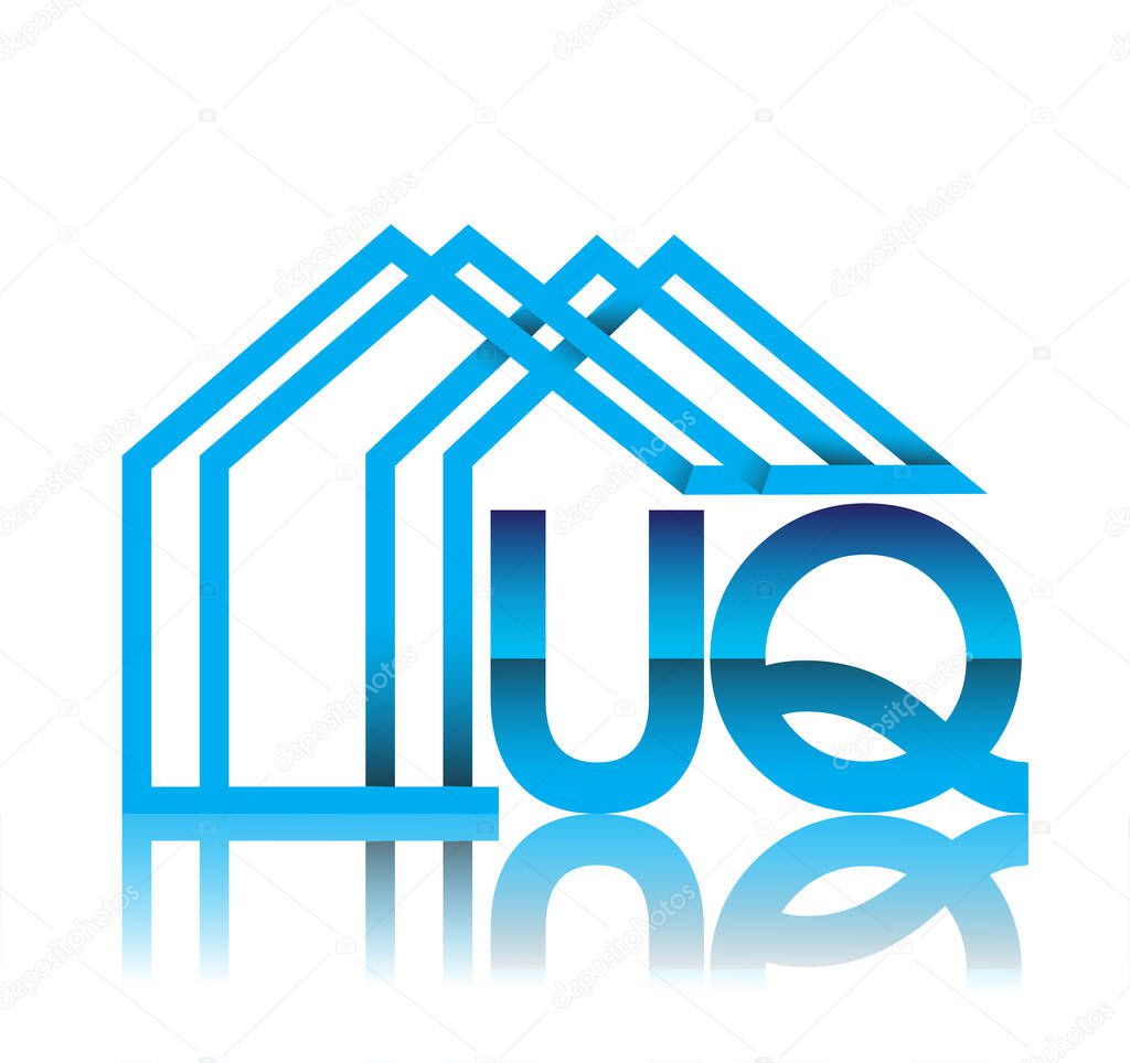 Initial logo UQ with house icon, business logo and property developer.