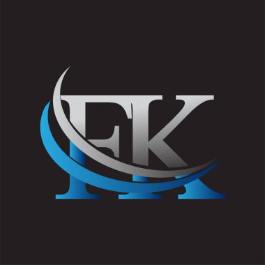 İlk harf FK logotype şirketinin adı mavi ve gri renkte. iş ve şirket kimliği için vektör logosu.
