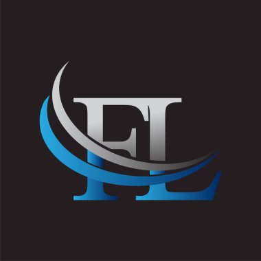 İlk harf FL logotype şirketinin adı mavi ve gri renkli desenli. iş ve şirket kimliği için vektör logosu.