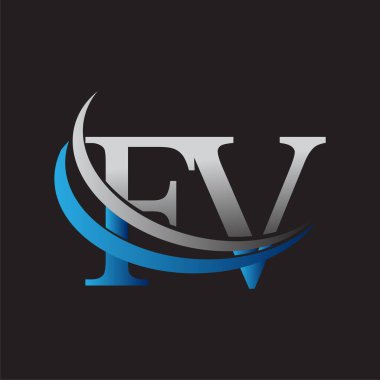 İlk harf FV logotype şirketinin adı mavi ve gri renkte. iş ve şirket kimliği için vektör logosu.