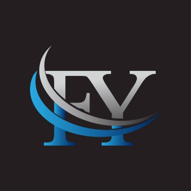 İlk harf FY logotype şirketinin adı mavi ve gri renkli desenli. iş ve şirket kimliği için vektör logosu.