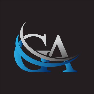 İlk harf GA logotype şirketinin adı mavi ve gri renkli desenli. iş ve şirket kimliği için vektör logosu.
