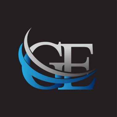 İlk harf GE logotype şirketi adı mavi ve gri renkli salto tasarımı. iş ve şirket kimliği için vektör logosu.
