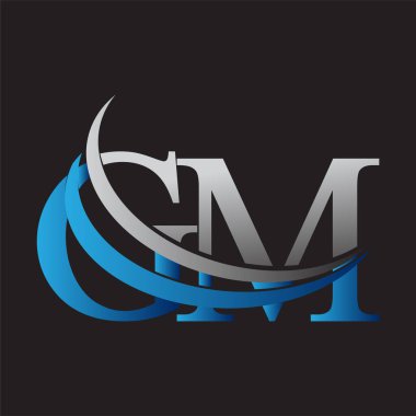 İlk harf GM logotype şirketinin adı mavi ve gri renkte. iş ve şirket kimliği için vektör logosu.