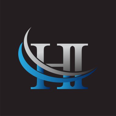 İlk harf HI logotype şirketinin adı mavi ve gri desenli. iş ve şirket kimliği için vektör logosu.