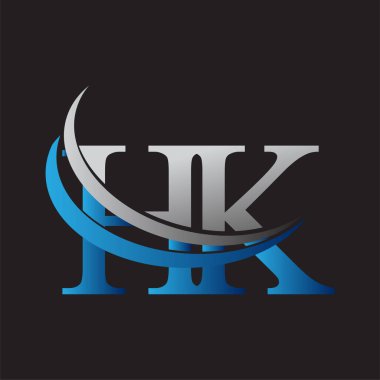 İlk harf HK logotype şirketinin adı mavi ve gri desenli. iş ve şirket kimliği için vektör logosu.