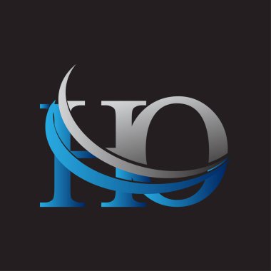 İlk harf HO logotype şirketinin adı mavi ve gri renkli desenli. iş ve şirket kimliği için vektör logosu.