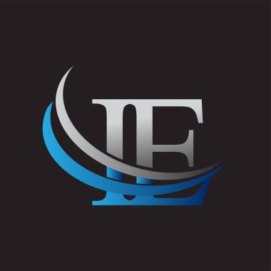 İlk harf IE logotype şirket adı mavi ve gri renkli swoosh tasarımı. iş ve şirket kimliği için vektör logosu.