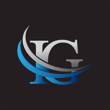 İlk harf IG logotype şirketinin adı mavi ve gri renkli. iş ve şirket kimliği için vektör logosu.