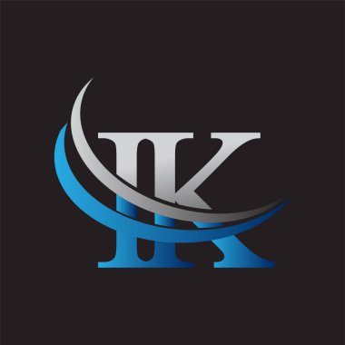 İlk harf IK logotype şirketi adı mavi ve gri renkli. iş ve şirket kimliği için vektör logosu.