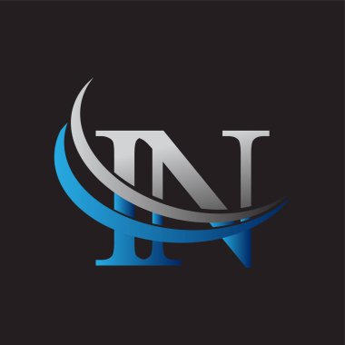 İlk harf In logotype şirketinin adı mavi ve gri renkte. iş ve şirket kimliği için vektör logosu.