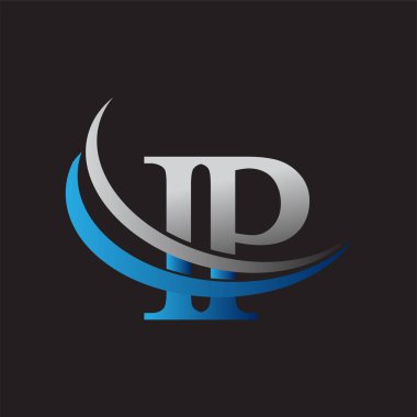 İlk harf IP logotype şirketi adı mavi ve gri renkli salto tasarımı. iş ve şirket kimliği için vektör logosu.