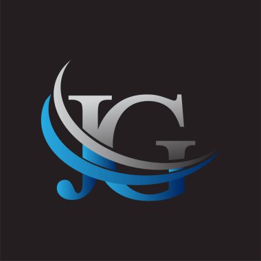 İlk harf JG logotype şirketi adı mavi ve gri renkli. iş ve şirket kimliği için vektör logosu.