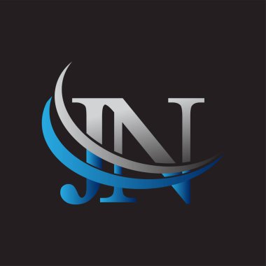 İlk harf JN logotype şirketinin adı mavi ve gri renkli desenli. iş ve şirket kimliği için vektör logosu.