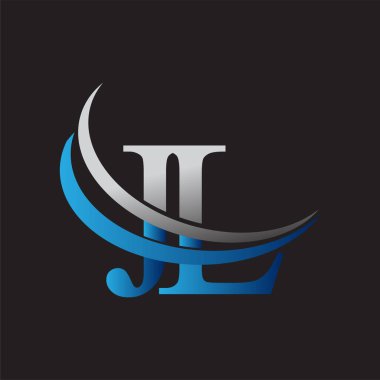 İlk harf JL logotype şirketinin adı mavi ve gri renkli desenli. iş ve şirket kimliği için vektör logosu.