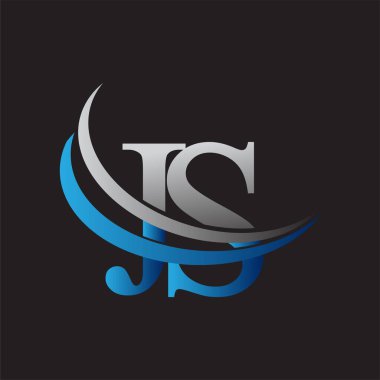 İlk harf JS logotype şirketi adı mavi ve gri renkli. iş ve şirket kimliği için vektör logosu.