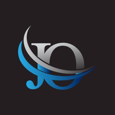 İlk harf JO logotype şirketinin adı mavi ve gri desenli. iş ve şirket kimliği için vektör logosu.