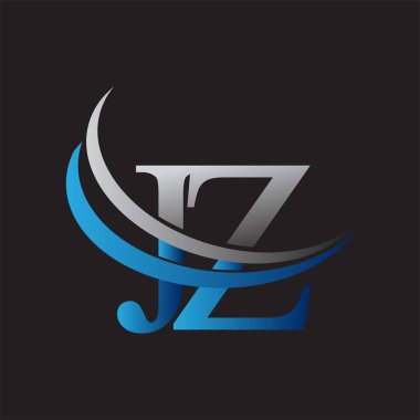 İlk harf JZ logotype şirketinin adı mavi ve gri renkli desenli. iş ve şirket kimliği için vektör logosu.