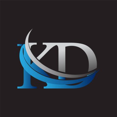 İlk harf KD logotype şirketi adı mavi ve gri renkli. iş ve şirket kimliği için vektör logosu.