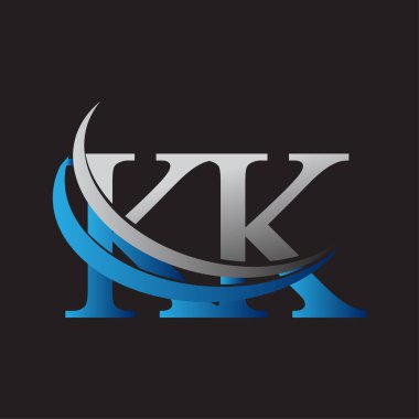KK logotype şirketinin ilk harfi mavi ve gri renkli desenli. iş ve şirket kimliği için vektör logosu.