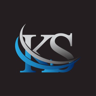 K.S. logotype şirketinin ilk harfi mavi ve gri renkli desenli. iş ve şirket kimliği için vektör logosu.