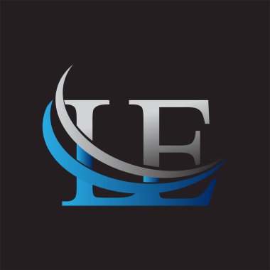 İlk harf LE logotype şirketinin adı mavi ve gri renkte. iş ve şirket kimliği için vektör logosu.