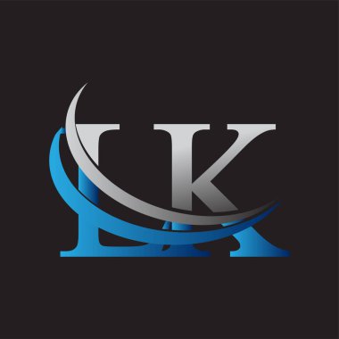 İlk harf LK logotype şirketinin adı mavi ve gri renkte. iş ve şirket kimliği için vektör logosu.