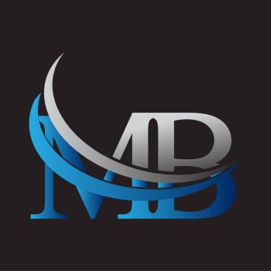 İlk harf MB logotype şirketi adı mavi ve gri renkli. iş ve şirket kimliği için vektör logosu.