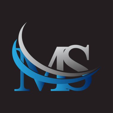 İlk harfi MS logotype şirketinin adı mavi ve gri renkli desenli. iş ve şirket kimliği için vektör logosu.