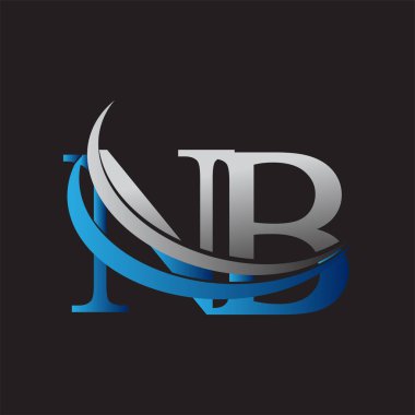 İlk harf NB logotype şirketinin adı mavi ve gri renkte. iş ve şirket kimliği için vektör logosu.