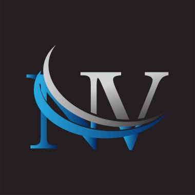 İlk harf NV logotype şirketinin adı mavi ve gri renkte. iş ve şirket kimliği için vektör logosu.
