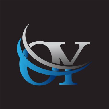 İlk harfi OY logotype şirketinin adı mavi ve gri renkte. iş ve şirket kimliği için vektör logosu.