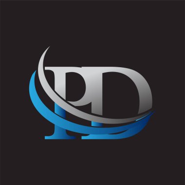 İlk harf PD logotype şirketinin adı mavi ve gri renkli desenli. iş ve şirket kimliği için vektör logosu.