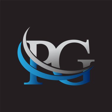 İlk harf PG logotype şirketinin adı mavi ve gri renkte. iş ve şirket kimliği için vektör logosu.