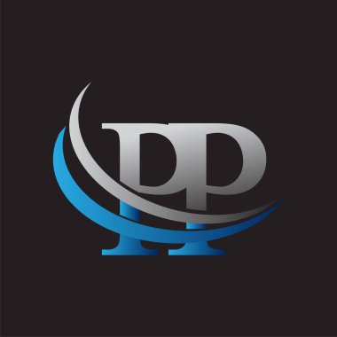 İlk harf PP logotype şirketinin adı mavi ve gri desenli. iş ve şirket kimliği için vektör logosu.