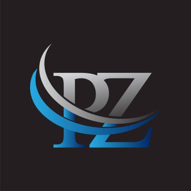 İlk harf PZ logotype şirketinin adı mavi ve gri desenli. iş ve şirket kimliği için vektör logosu.