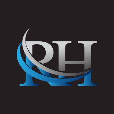 İlk harf RH logotype şirketinin adı mavi ve gri renkte. iş ve şirket kimliği için vektör logosu.